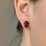 Garnet Radiance Oval Studs - Image 3