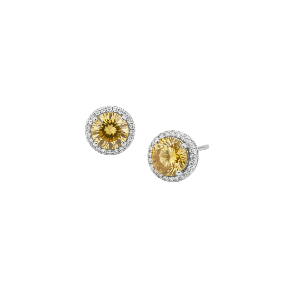 22 Citrine Sunlight Halo Ear Studs - Image 1