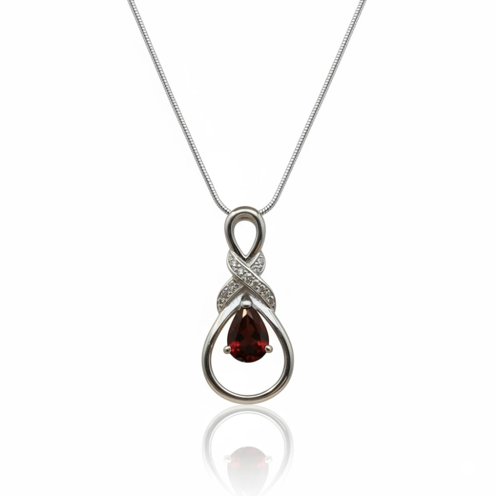 25 Garnet Infinity Teardrop Pendant - Image 1