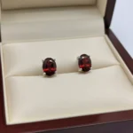Garnet Classic Oval Studs - Image 2