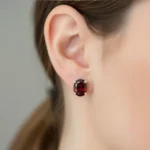 Garnet Classic Oval Studs - Image 3