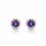 Amethyst Halo Charm Ear Studs