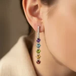 Spectrum Cascade Gemstone Drop Earrings - Image 3