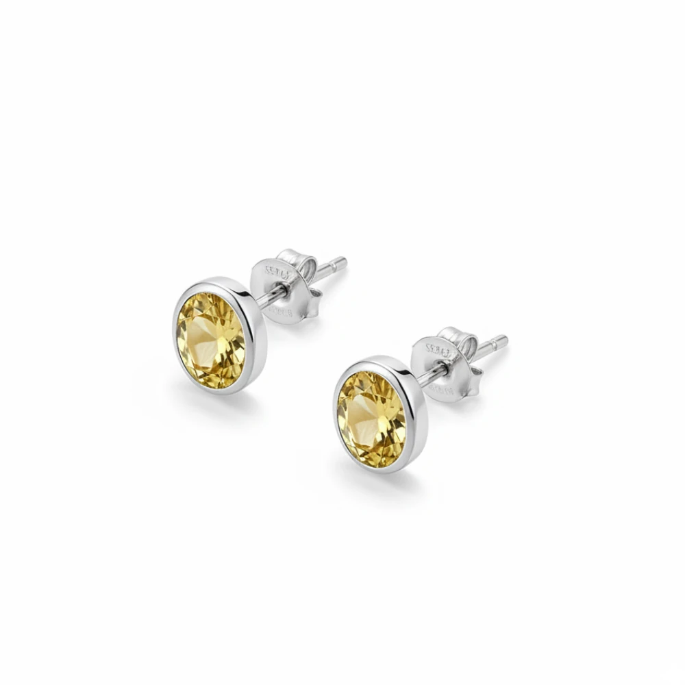39 Golden Glow Citrine Oval Studs - Image 1