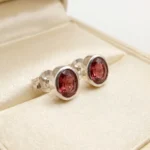 Rose Gleam Rhodolite Bezel Studs - Image 4