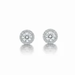 White Topaz Radiant Halo Studs