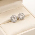 White Topaz Radiant Halo Studs - Image 2