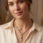 Lustre Cascade - Multi Color Gem Necklace  & Earrings Set - Image 3