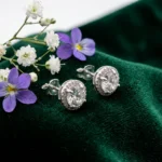 White Topaz Radiant Halo Studs - Image 4