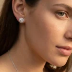 White Topaz Radiant Halo Studs - Image 3