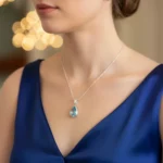 Blue Topaz Glow Teardrop Pendant - Image 4