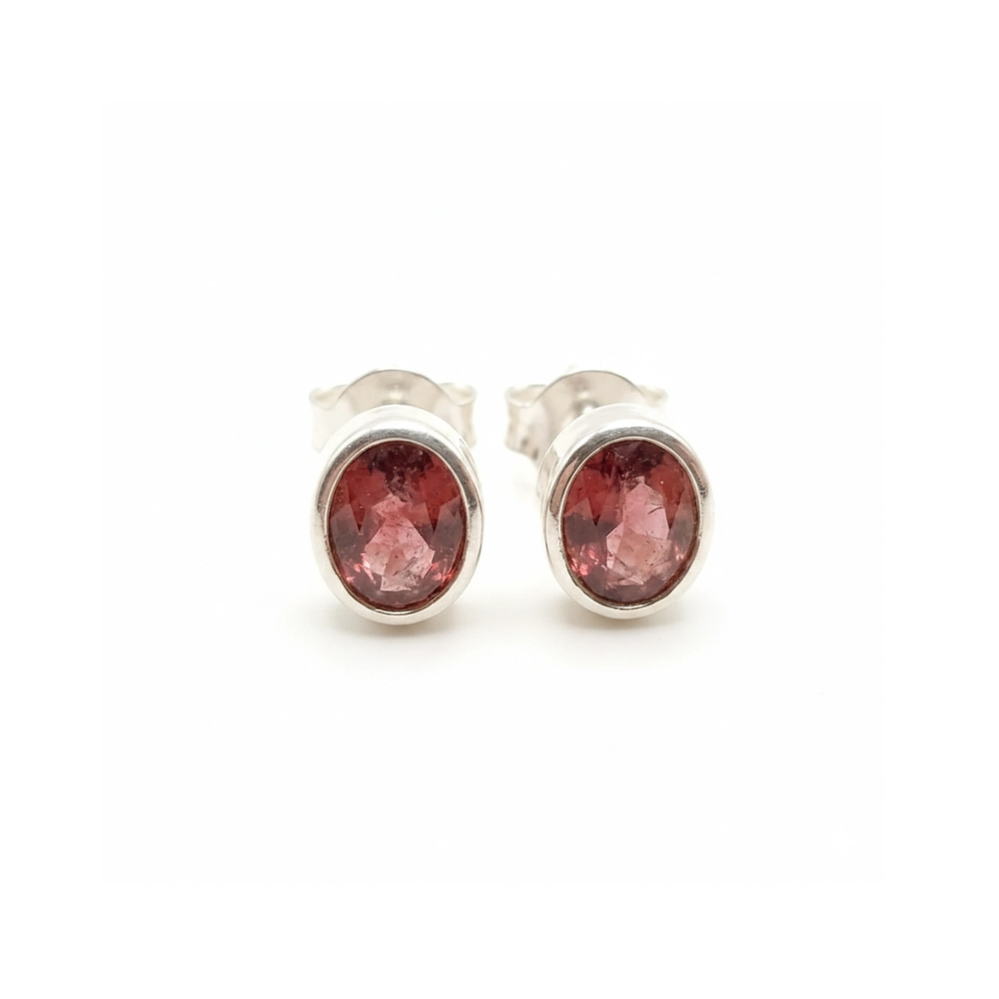6 Rose Gleam Rhodolite Bezel Studs - Image 1