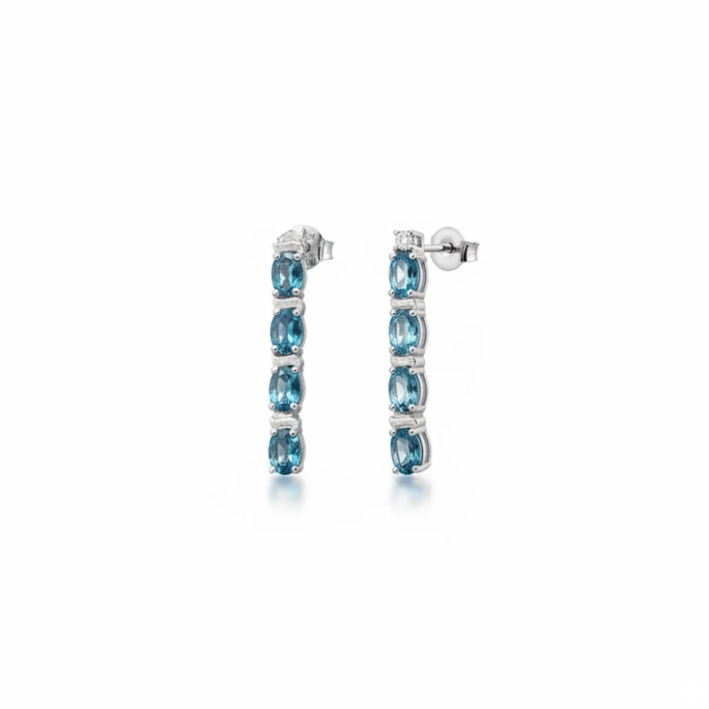 65 Blue Topaz Cascade Drop Earrings - Image 1