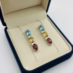 Tri-Gem Radiance Drop Earrings - Image 3