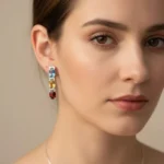Tri-Gem Radiance Drop Earrings - Image 4