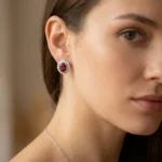 Garnet Royal Bloom Halo Earrings - Image 5