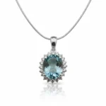 Blue Topaz Halo Elegance Pendant