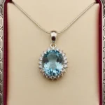 Blue Topaz Halo Elegance Pendant - Image 2