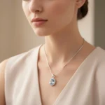 Blue Topaz Halo Elegance Pendant - Image 3